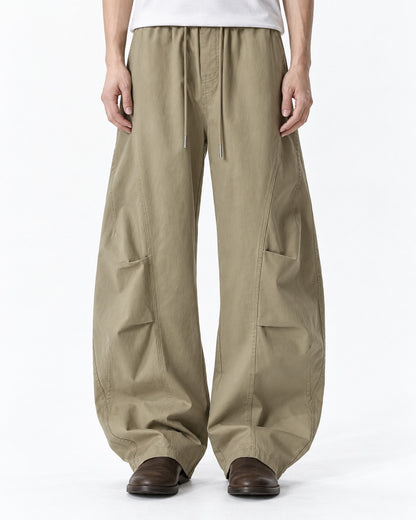 Drawstring Diagonal-Pocket Balloon Pants