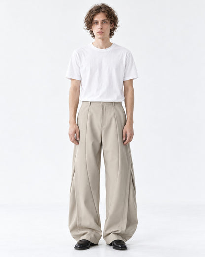 Crossed Seam Balloon-Leg Trousers