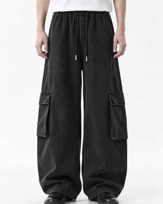 Drawstring Wide-Leg Cargo Pants