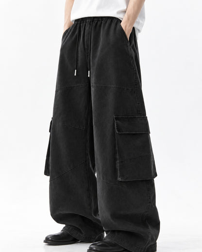 Drawstring Wide-Leg Cargo Pants