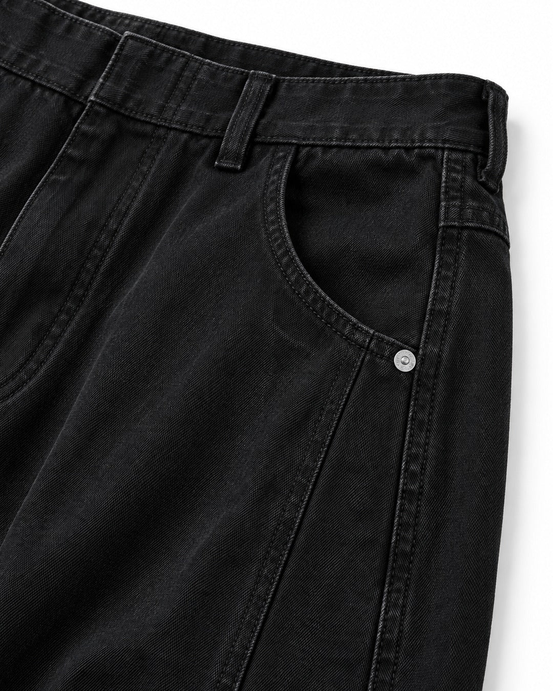 Curved-Seam Elastic-Waist Wide-Leg Pants