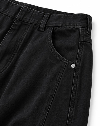 Curved-Seam Elastic-Waist Wide-Leg Pants