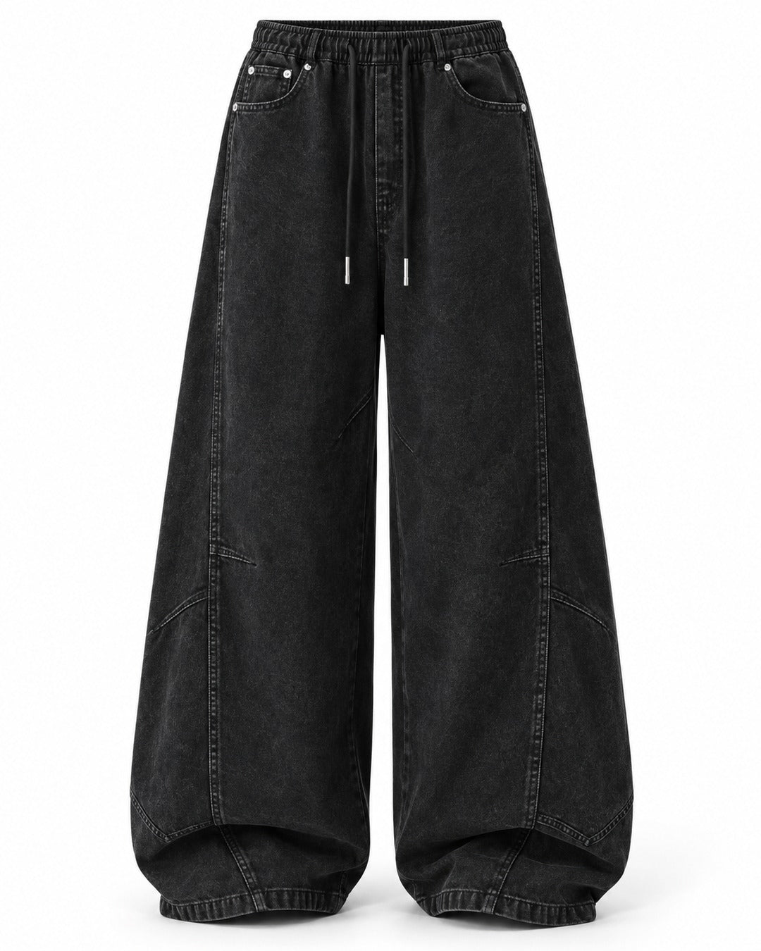 Drawstring Waist Balloon-Leg Jeans