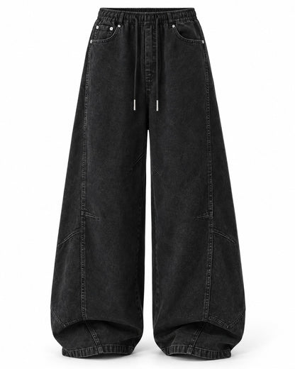 Drawstring Waist Balloon-Leg Jeans