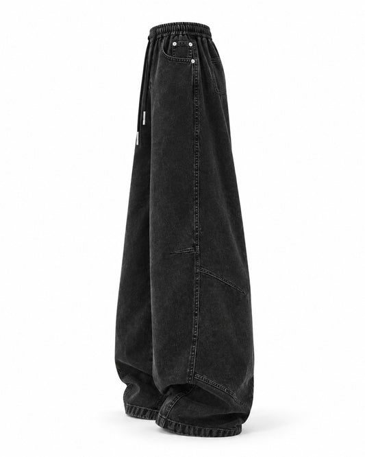 Drawstring Waist Balloon-Leg Jeans
