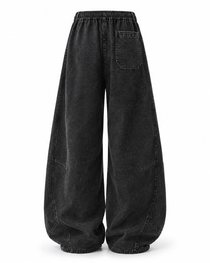 Drawstring Waist Balloon-Leg Jeans
