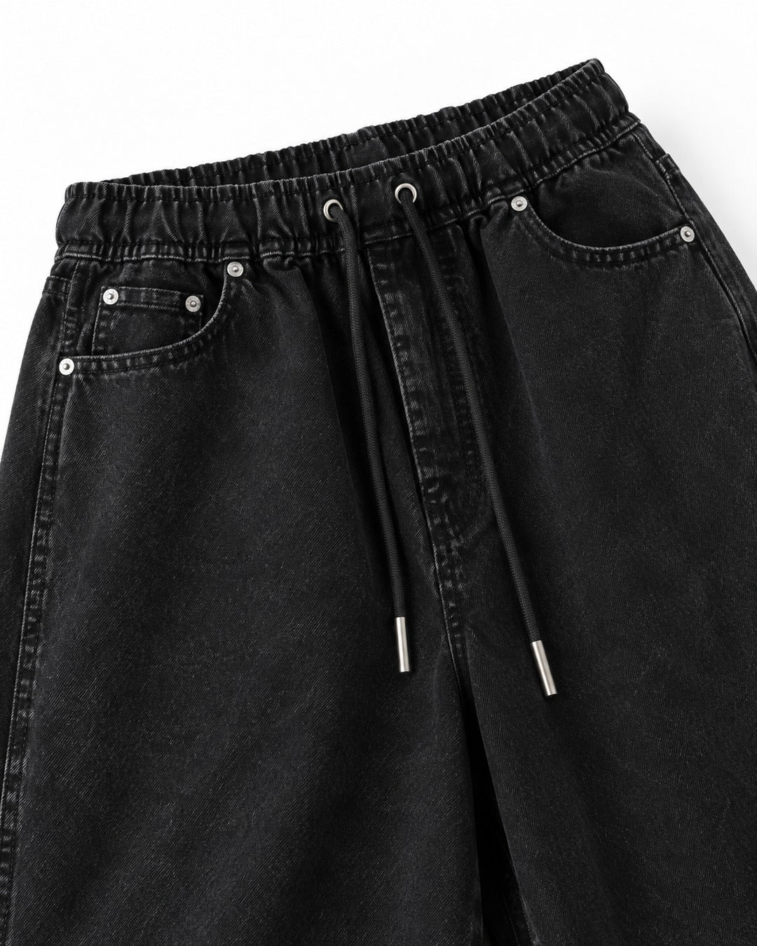 Drawstring Waist Balloon-Leg Jeans