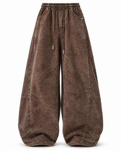 Drawstring Waist Balloon-Leg Jeans
