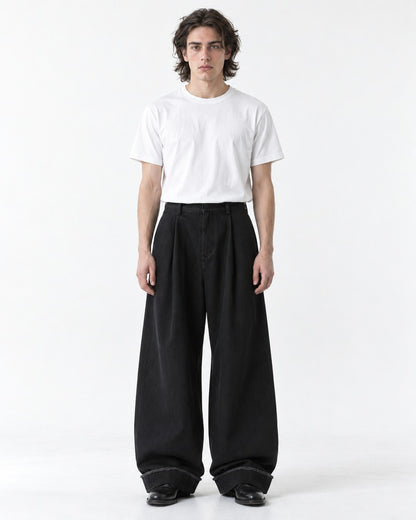 Distressed Hem Wide-Leg Pants
