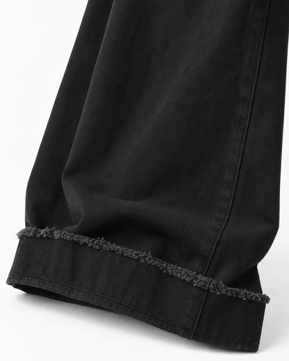 Distressed Hem Wide-Leg Pants