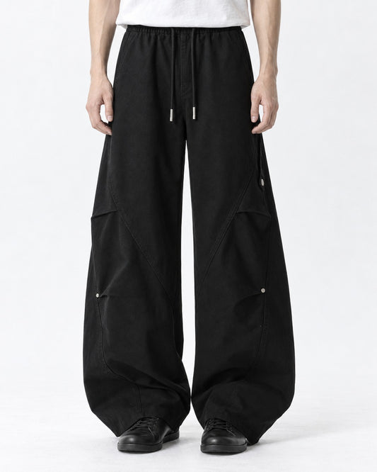 Diagonal Snap-Pocket Parachute Pants