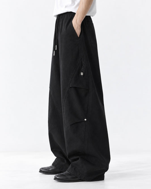 Diagonal Snap-Pocket Parachute Pants
