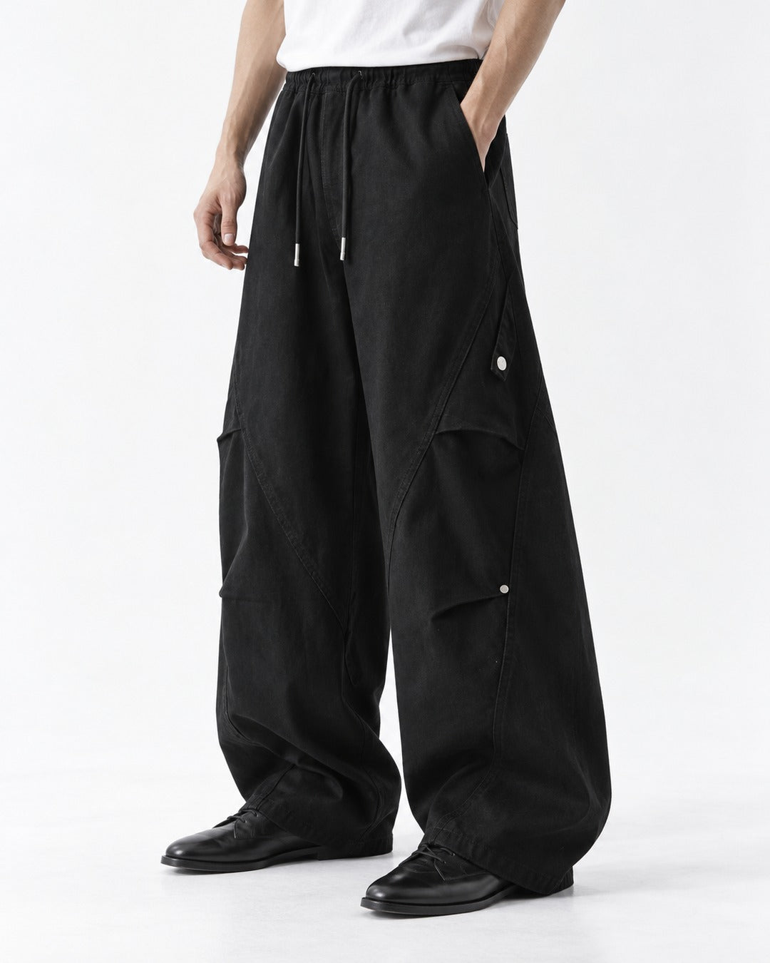 Diagonal Snap-Pocket Parachute Pants