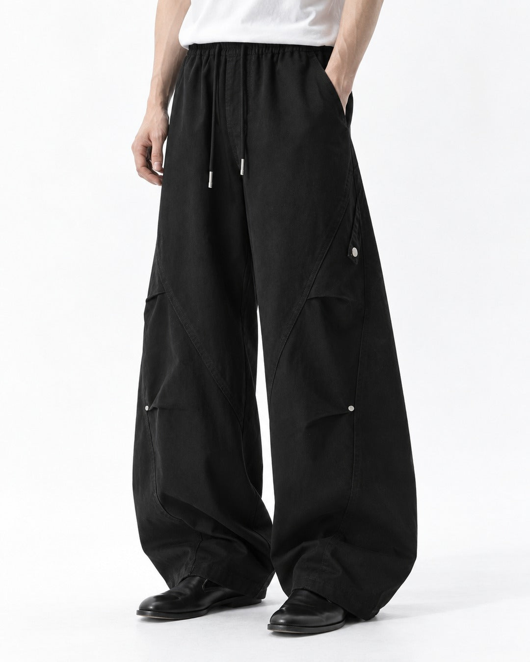 Diagonal Snap-Pocket Parachute Pants