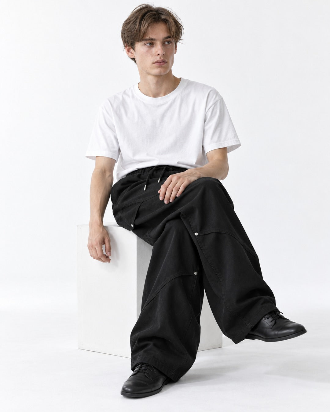 Diagonal Snap-Pocket Parachute Pants