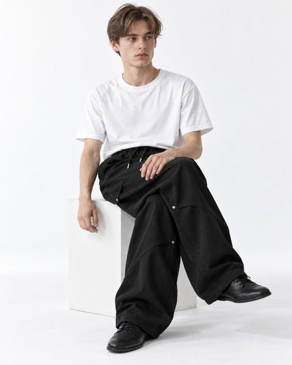 Diagonal Snap-Pocket Parachute Pants