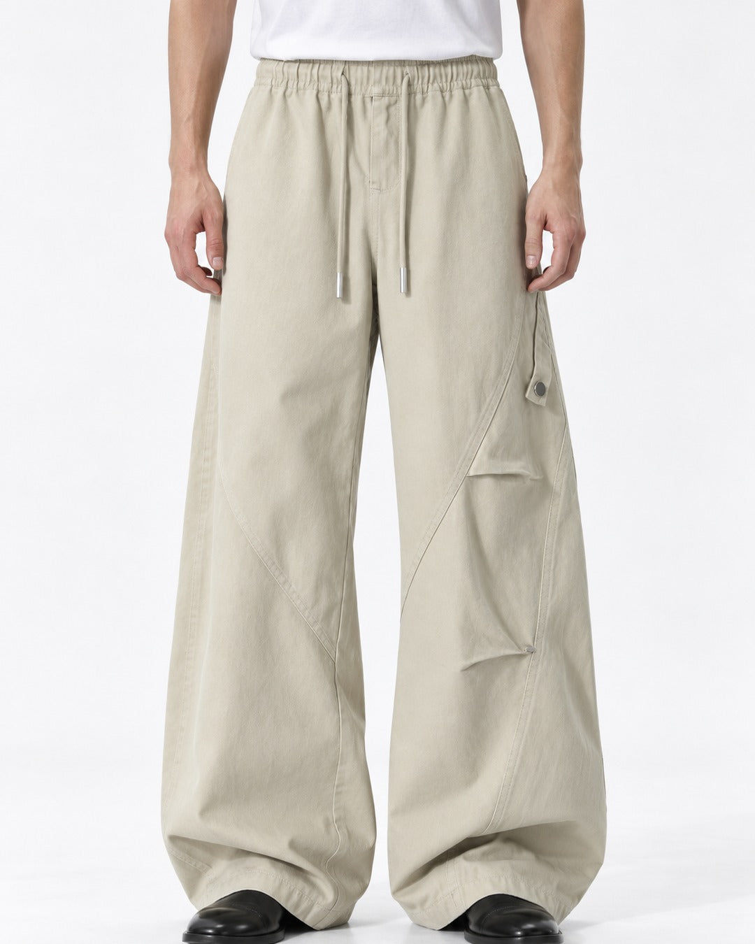 Diagonal Snap-Pocket Parachute Pants