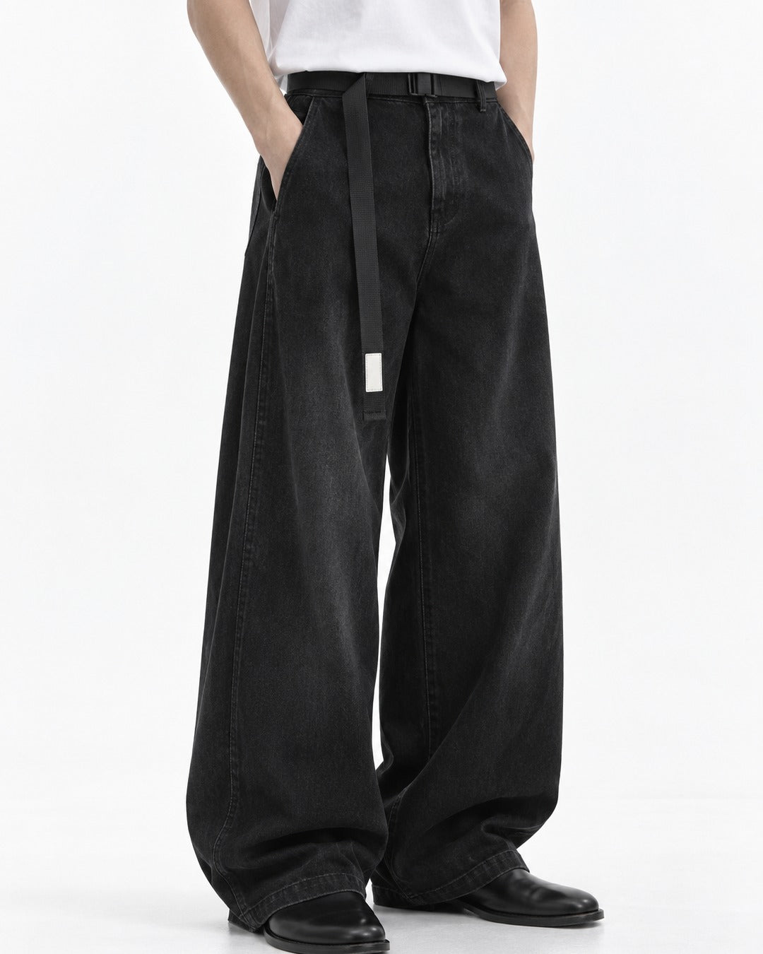 Webbing Belt Wide-Leg Pants