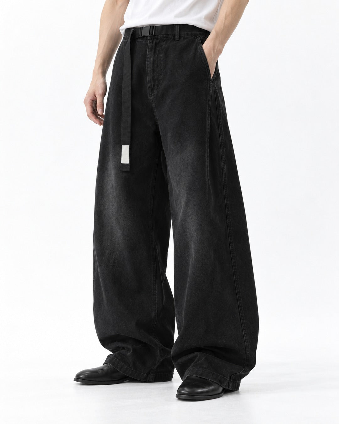 Webbing Belt Wide-Leg Pants