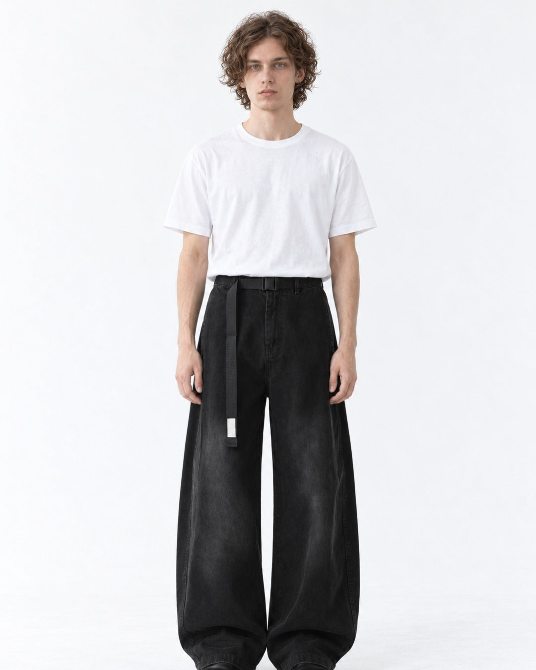 Webbing Belt Wide-Leg Pants
