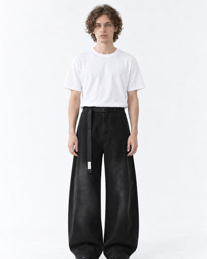 Webbing Belt Wide-Leg Pants