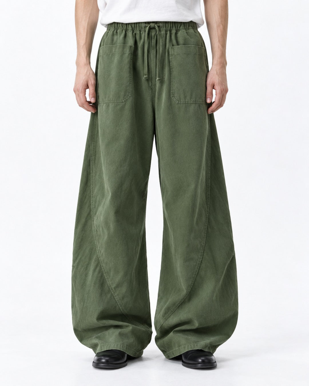 Drawcord Balloon-Leg Cargo Pants
