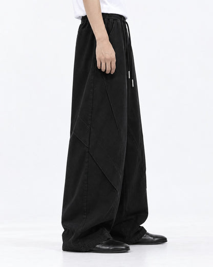 Diagonal-Seam Balloon-Leg Workwear Pants