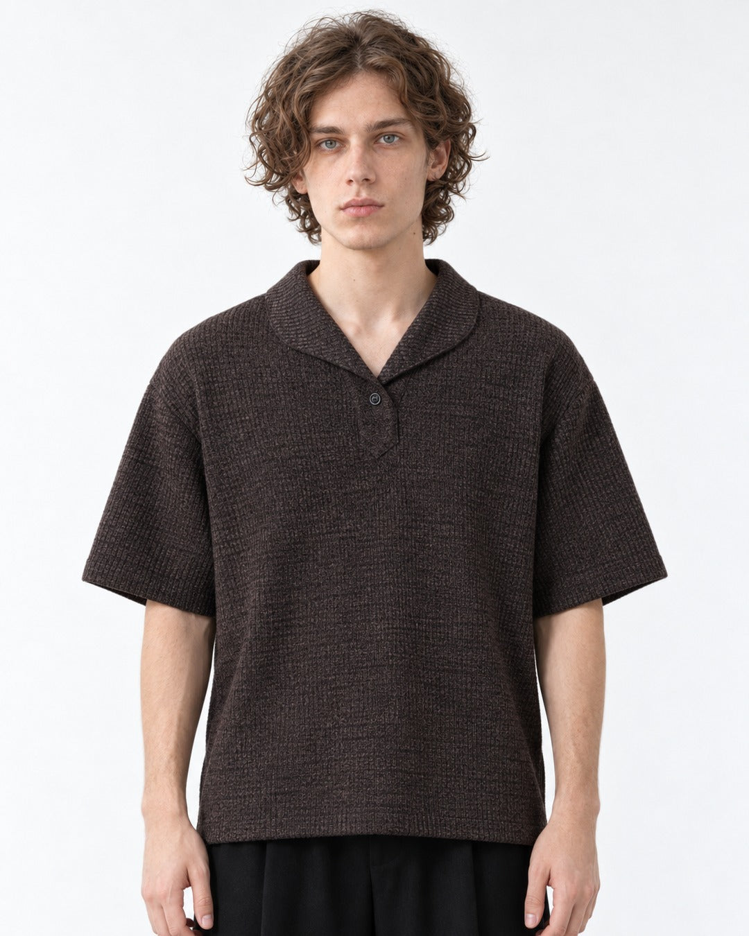 Notch-Collar Knit Polo
