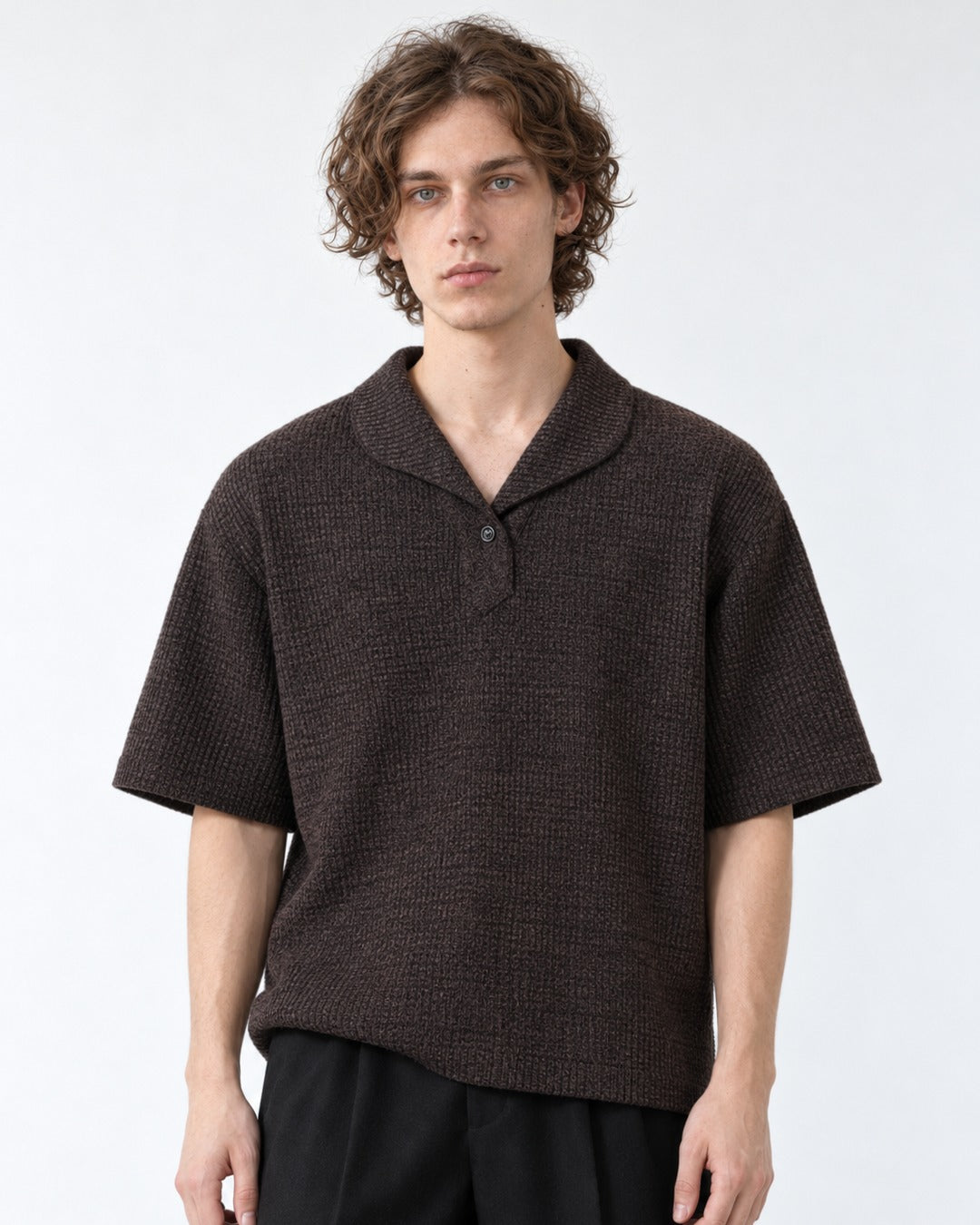 Notch-Collar Knit Polo