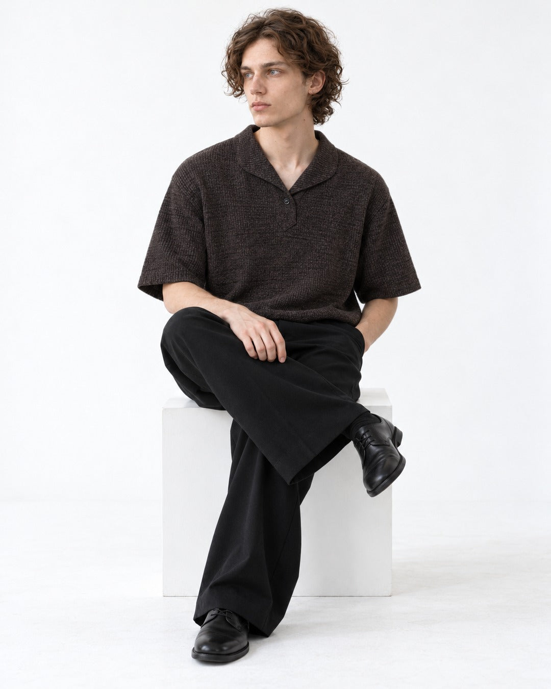 Notch-Collar Knit Polo