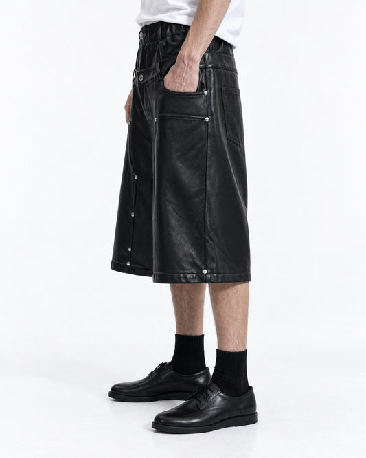 Studded Wide-Leg Shorts with Double Waistband