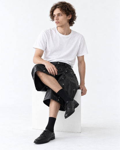 Studded Wide-Leg Shorts with Double Waistband