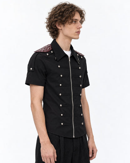 Button-Row Shirt with Shoulder Studs