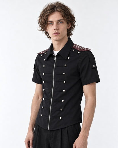 Button-Row Shirt with Shoulder Studs
