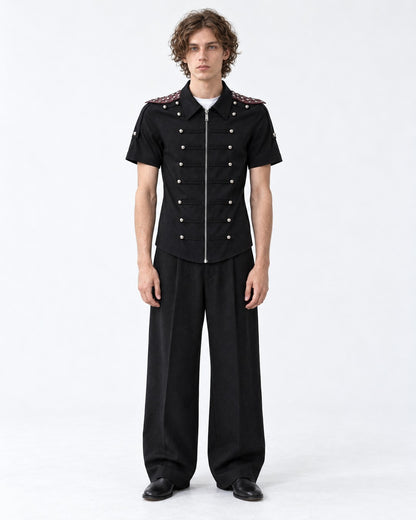 Button-Row Shirt with Shoulder Studs