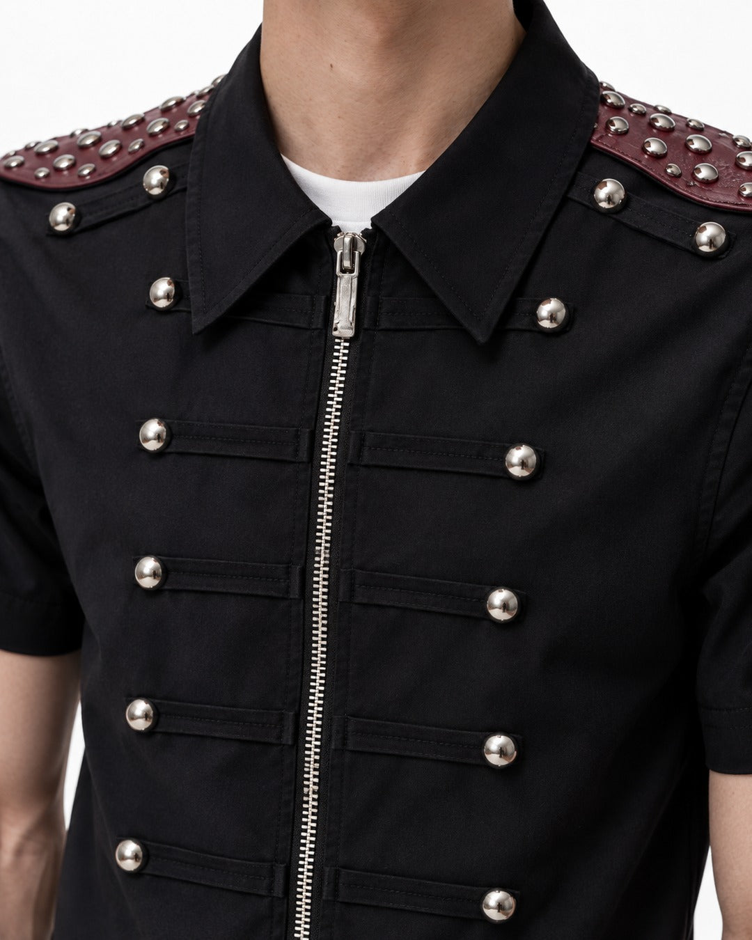 Button-Row Shirt with Shoulder Studs