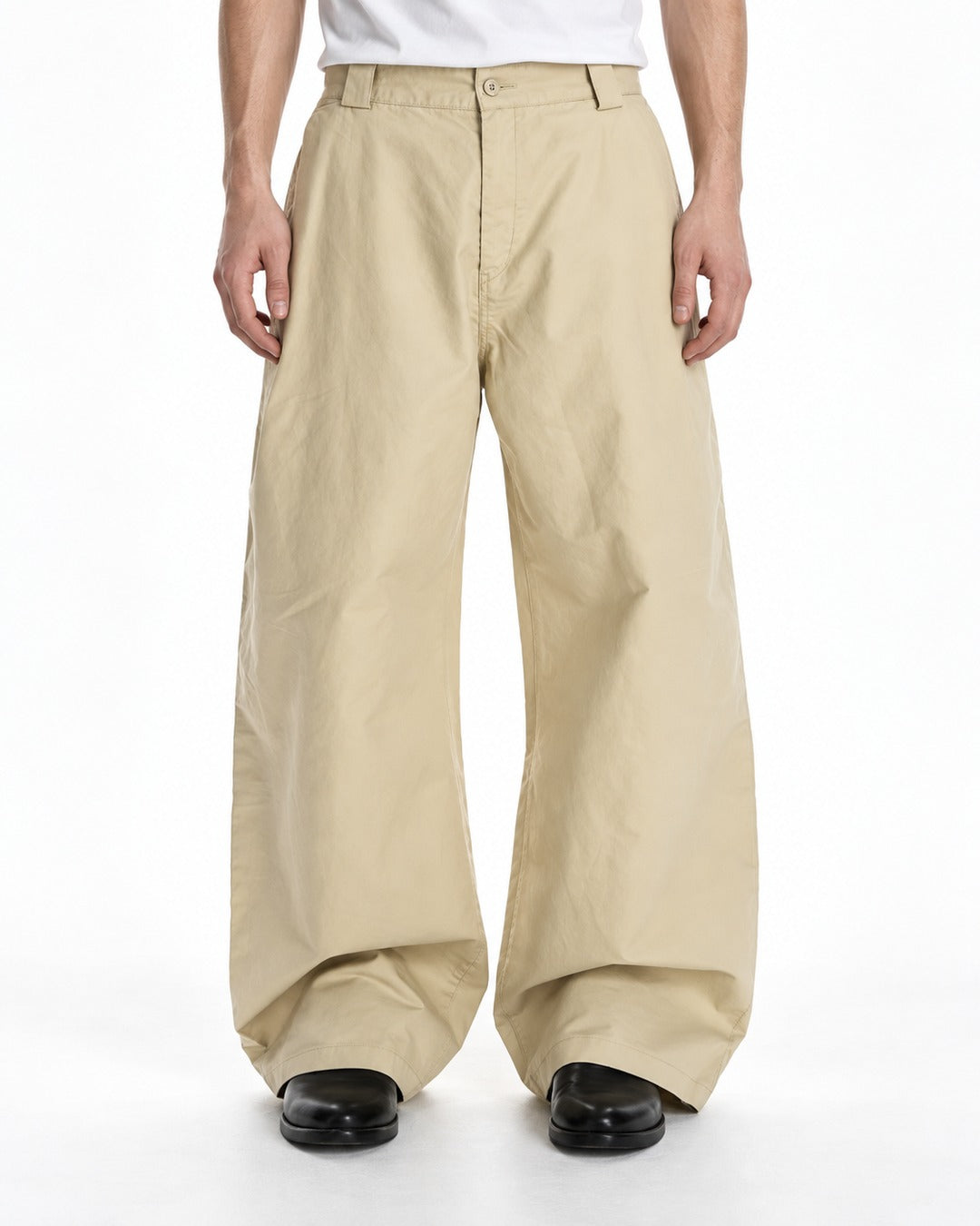 Asymmetric Back-Pocket Wide-Leg Trousers