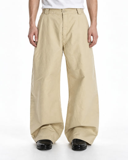 Asymmetric Back-Pocket Wide-Leg Trousers