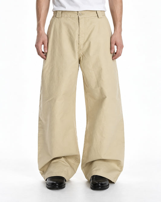 Asymmetric Back-Pocket Wide-Leg Trousers