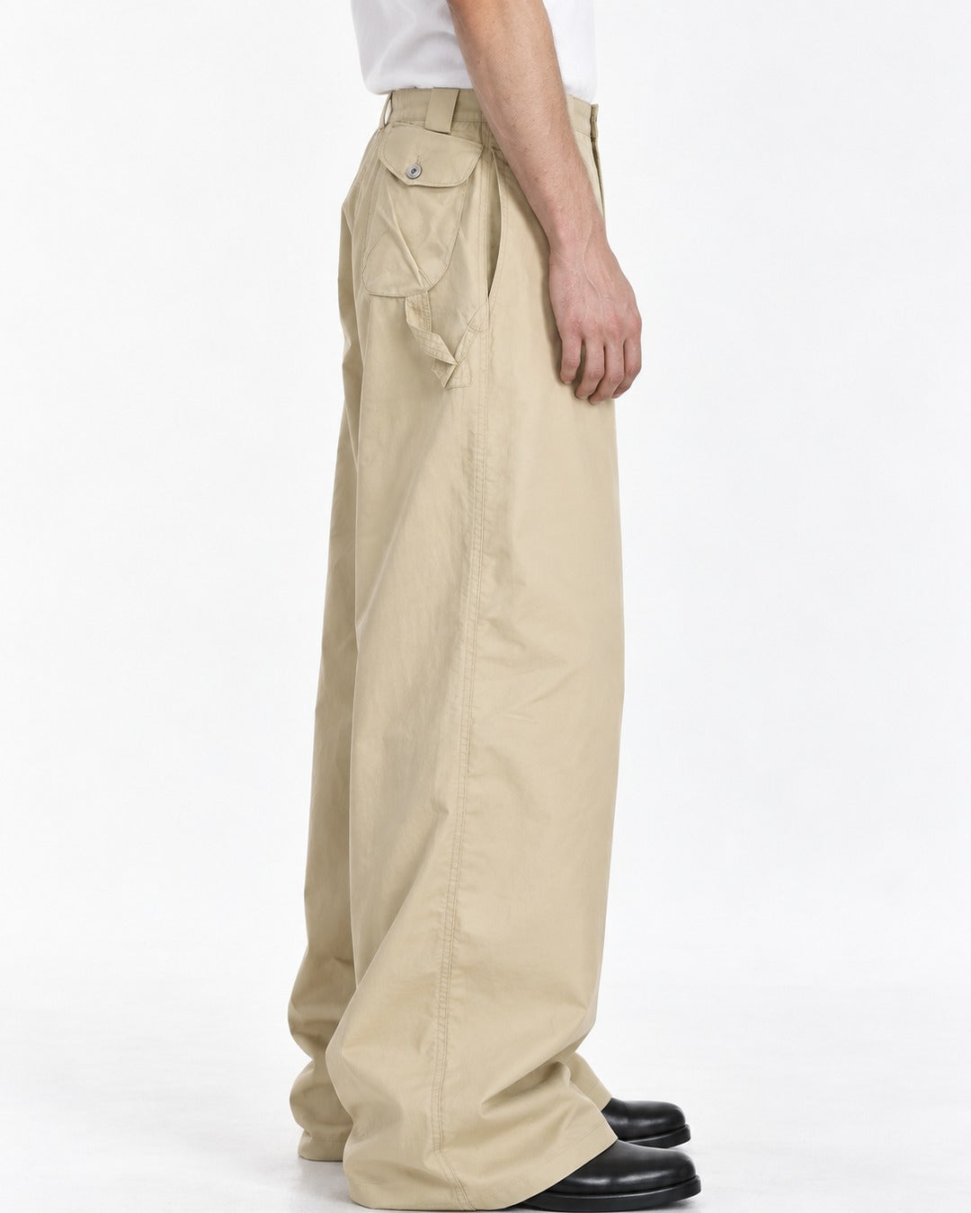 Asymmetric Back-Pocket Wide-Leg Trousers