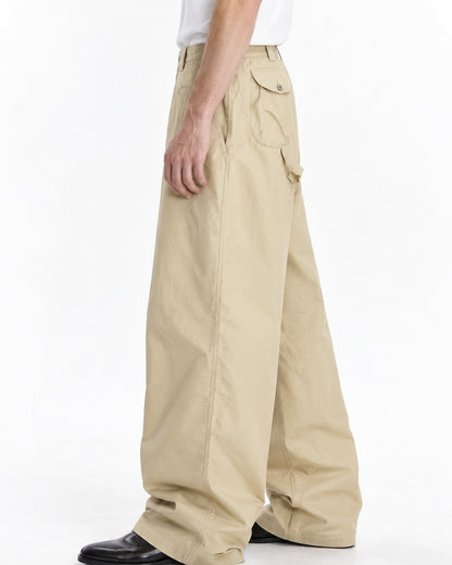 Asymmetric Back-Pocket Wide-Leg Trousers