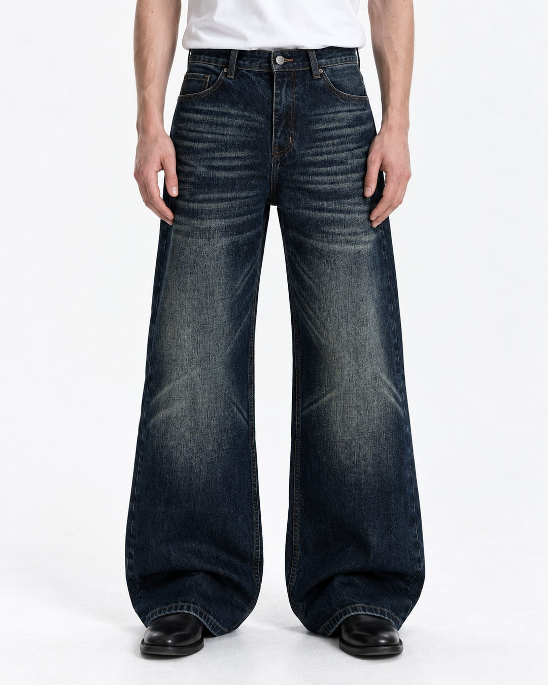 Whisker-Fade Flared Jeans