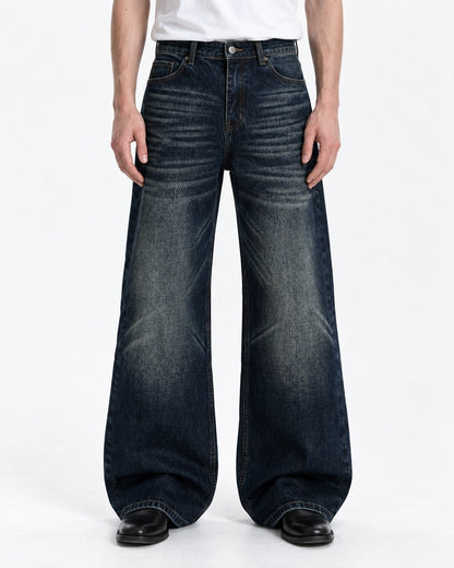 Whisker-Fade Flared Jeans