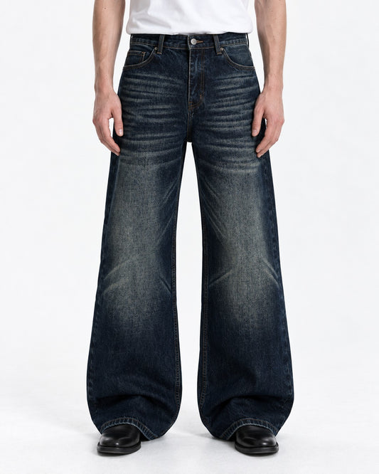 Whisker-Fade Flared Jeans
