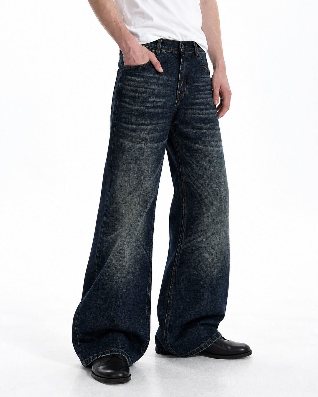 Whisker-Fade Flared Jeans