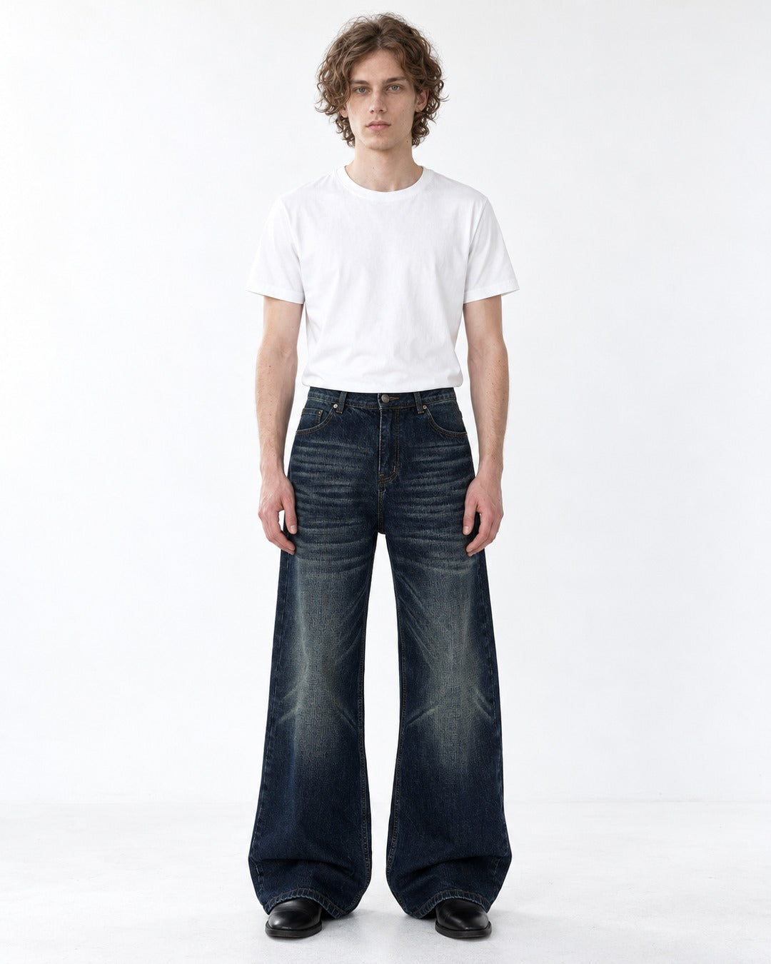 Whisker-Fade Flared Jeans