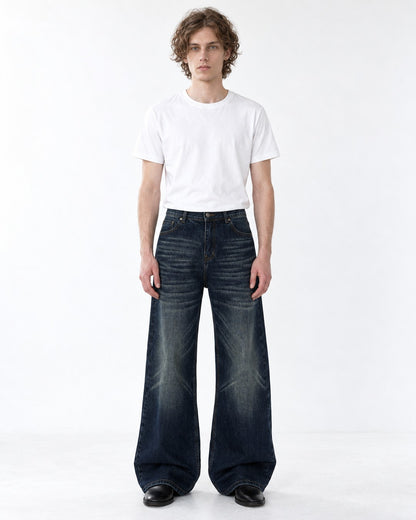 Whisker-Fade Flared Jeans