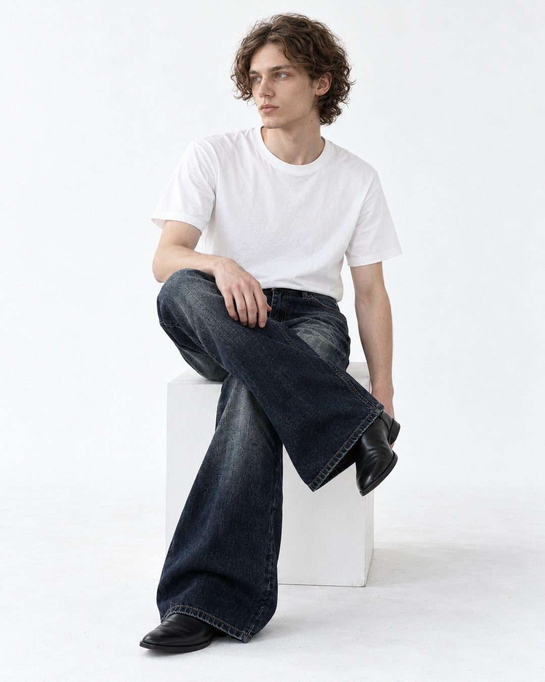 Whisker-Fade Flared Jeans