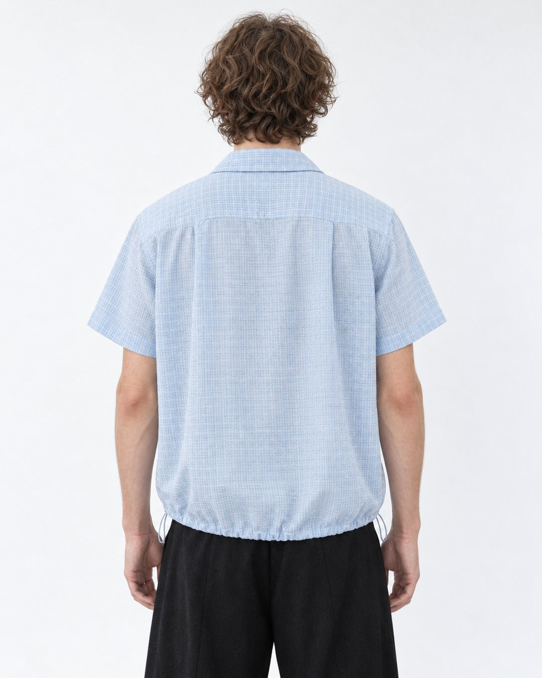Micro-Check Shirt with Drawstring Hem
