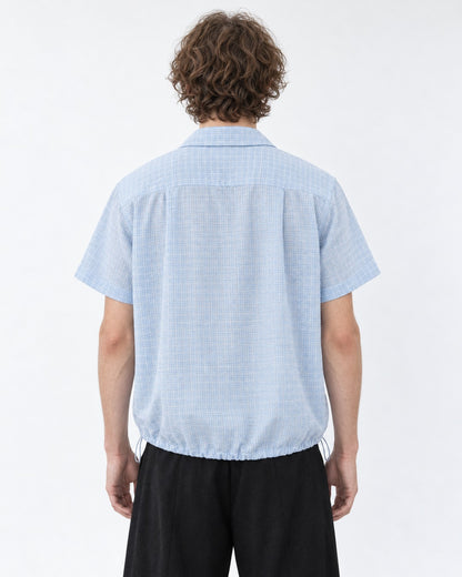 Micro-Check Shirt with Drawstring Hem